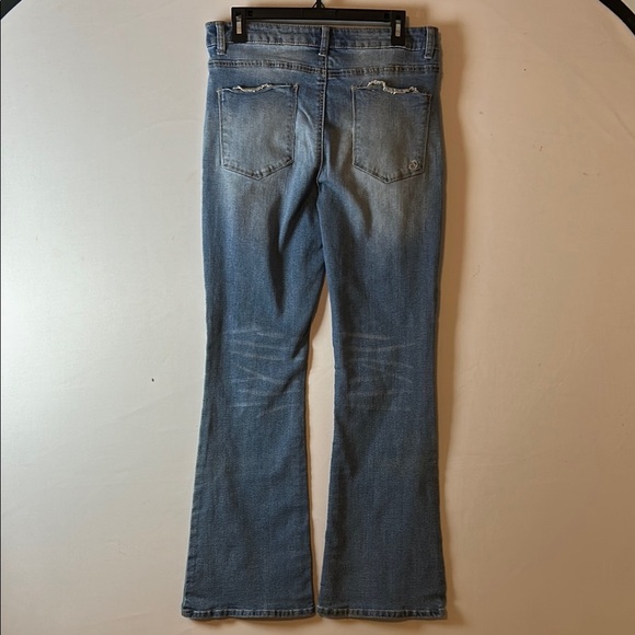 Indigo Rein 30WX32X 1/2 Distressed Flared Wide Leg Denim Jeans Light Blue - Picture 4 of 11